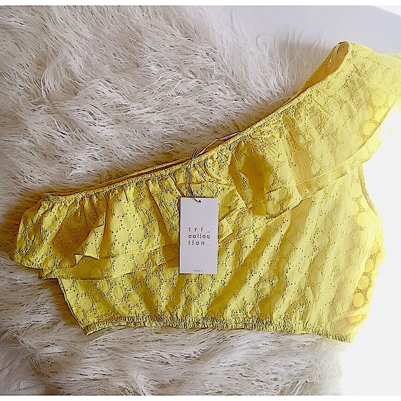 NWT📌 Zara Eyelet One Shoulder Ruffle Crop Top - Picture 7 of 8